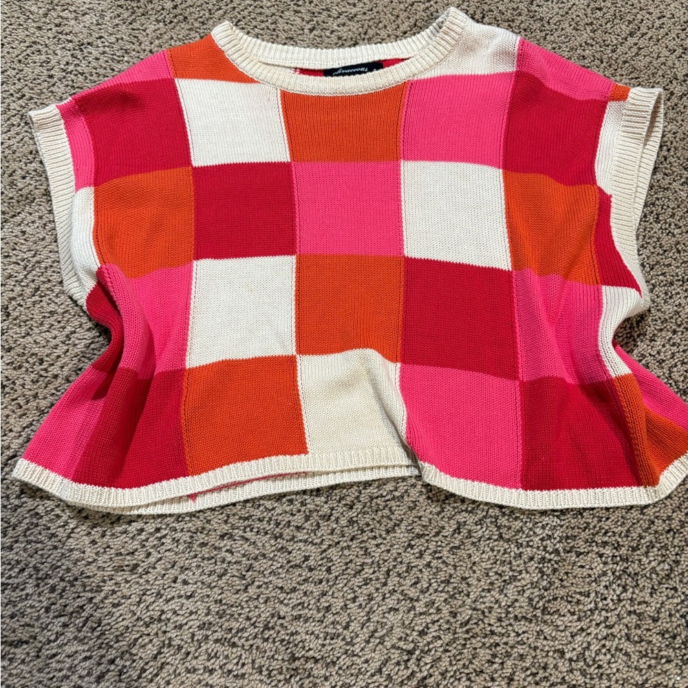 Olivaceous Vibrant Checkered Sweater